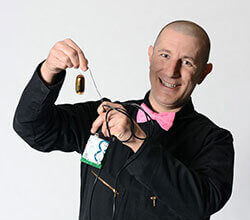 Dr. X. Treme holds the Master Beta Kit.