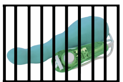 A Comingle device behind bars.