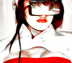 A good-looking woman wears a VR headset.