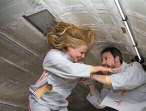 Couple in zero gravity.