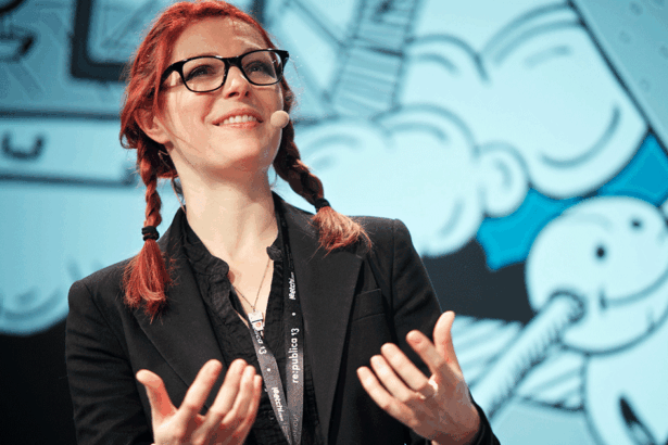 Robot ethicist Kate Darling speaks about robots at a 2013 event.