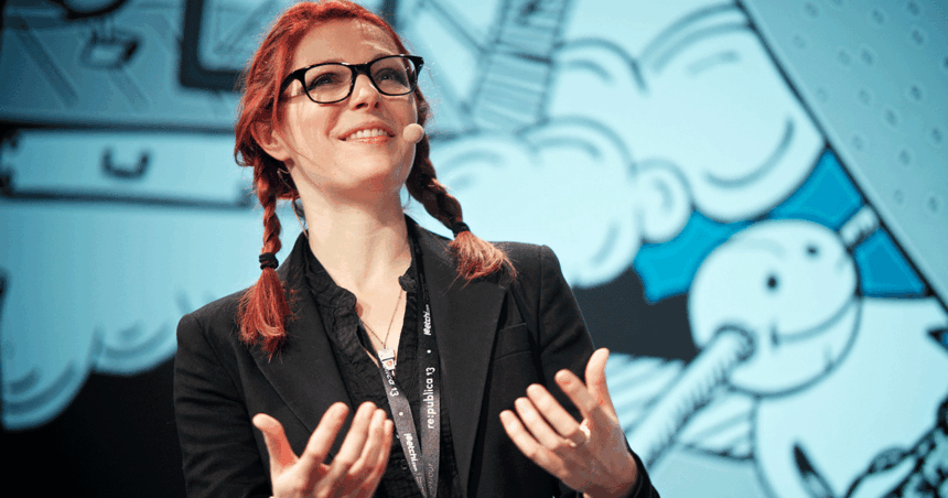 Robot ethicist Kate Darling speaks about robots at a 2013 event.