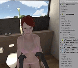 Screenshot from La Douche's HTC Vive breast interaction test.