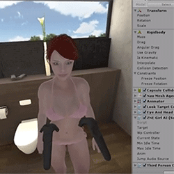 Screenshot from La Douche's HTC Vive breast interaction test.