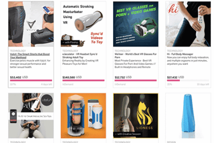New After Dark section features Indiegogo's sex tech products,
