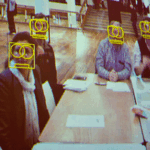 A photos showing facial recognition tech in action.