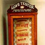 A photo of a "love tester" machine.