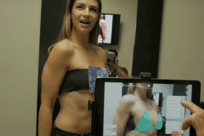 Augmented reality app Illusio lets you see how breast implants look on your body before surgery.