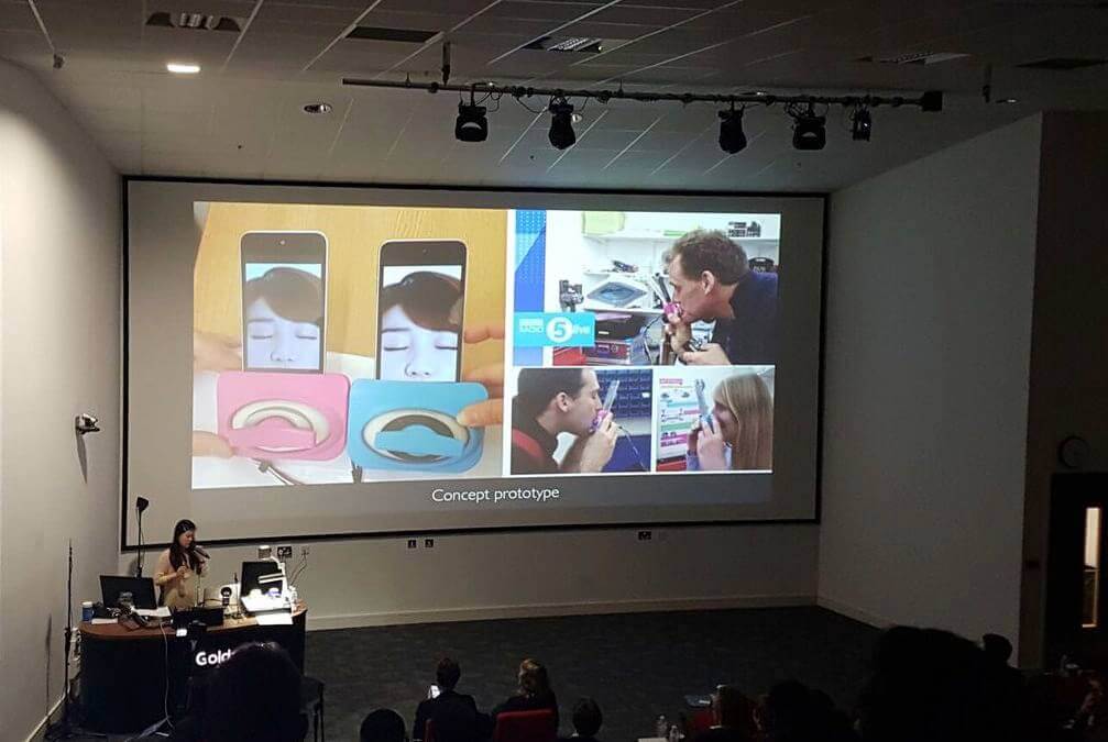 The latest prototype of long-distance kissing device Kissenger was presented at the Love and Sex with Robots conference.