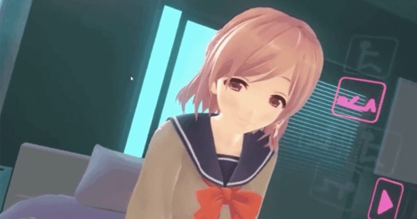 A screen shot from the erotic Japanese VR game Let's Play with Nanai.