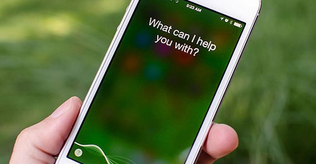 Voice assistant Siri asks if she can help.