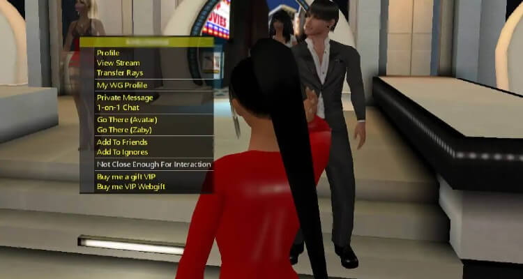 Right-clicking on an avatar will give you a list of options for interacting with them. 