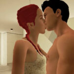 Two avatars kiss in the VR sex game VRLove.