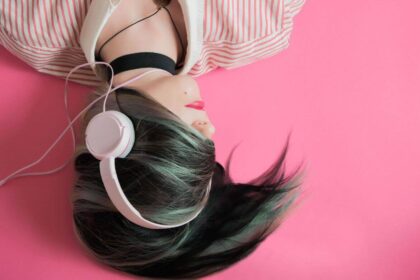 woman wearing headphones