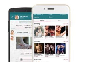 A pink Vibease panty vibe appeas in front of two smarphones displaying screenshots from the Vibease app.