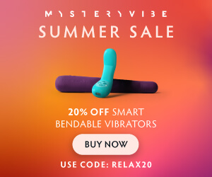 Mysteryvibe summer vibrator sale 20% off banner use coupon code RELAX20