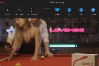 Lovense Media Player screenshot showing media with a couple and Lovense Lush device.