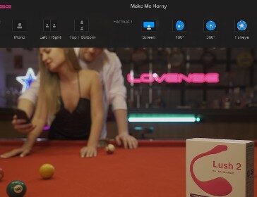 Lovense Media Player screenshot showing media with a couple and Lovense Lush device.