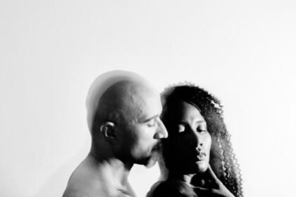 Black and white image of couple