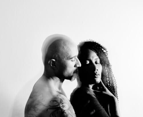 Black and white image of couple