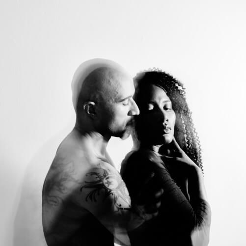 Black and white image of couple