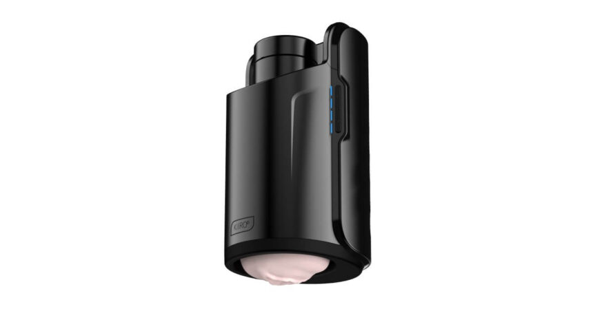 The Keon interactive penis stroker from Kiiroo is black and flesh toned.