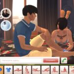 A screenshot of the online sex game Yareel shows two players getting intimate on a bed.