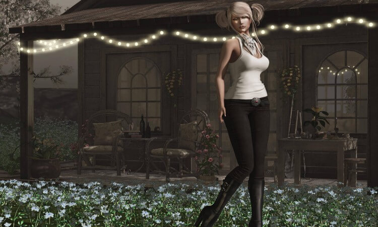 A girl with beautiful figure posing in MMO games, a scene from MMO game
