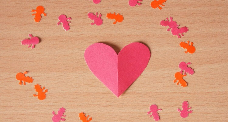 Image of Paper Heart and Human like Figure Cut-Outs