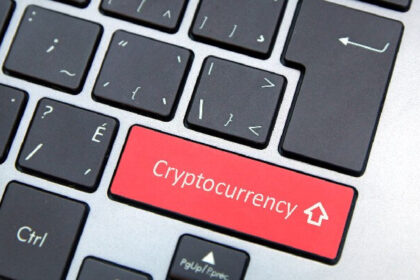 Cryptocurrency key on computer