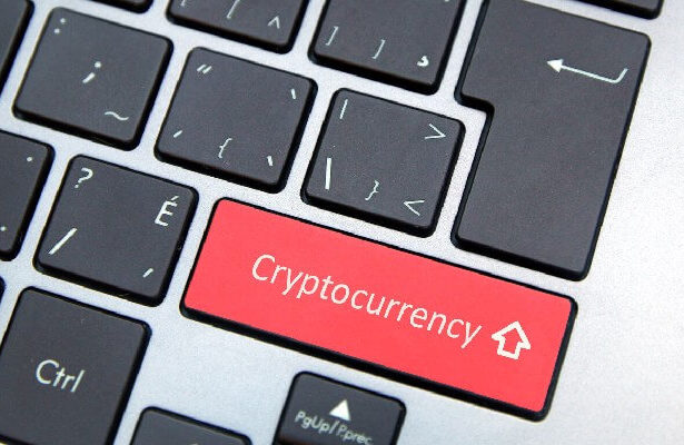 Cryptocurrency key on computer