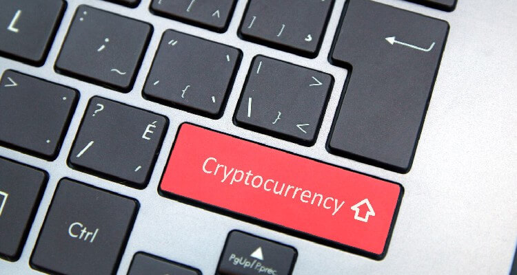 Cryptocurrency key on computer