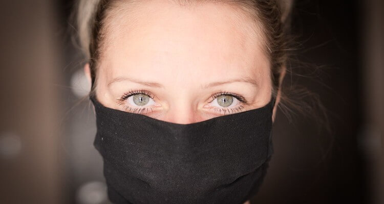 Image of a Girl with Beautiful Eyes Wearing Mask