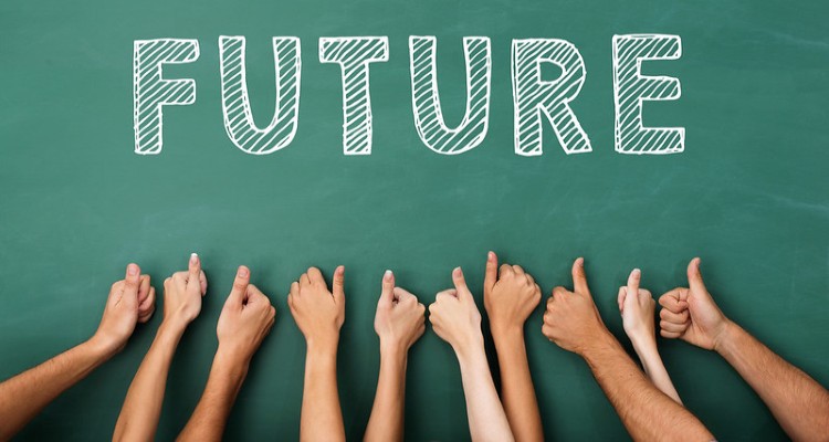 Image of Future on Board and Hands Showing Thumps Up