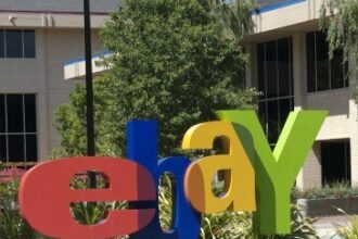 Picture of eBay logo at office entrance