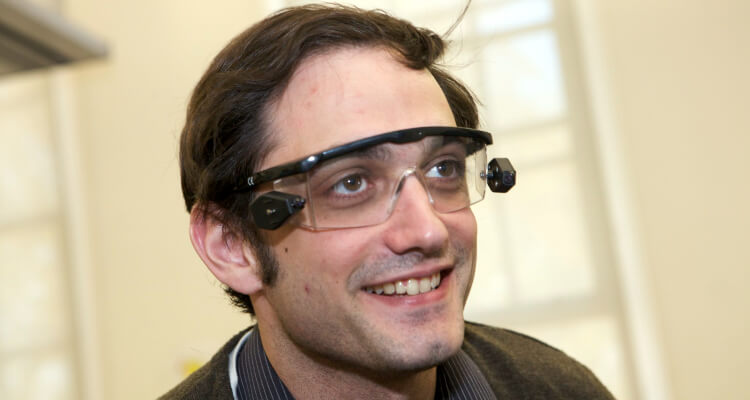 Man wearing Augment Reality glasses