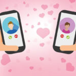 Picture of two mobiles in hands of dating couples