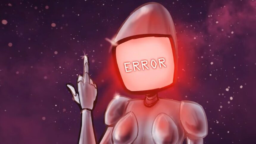 female sex robot giving the finger