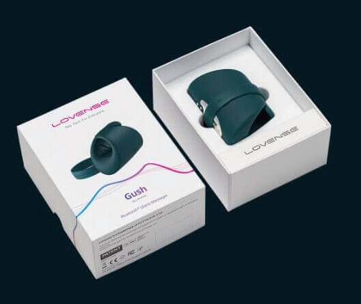 Lovense Gush glans massager in packaging.