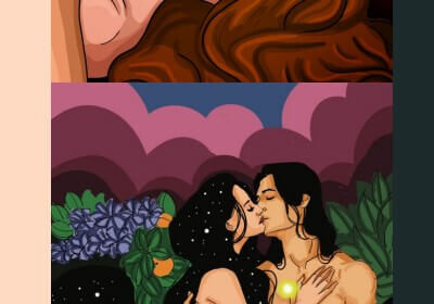 Carnal Chemistry chapter one title card shows lovers kissing