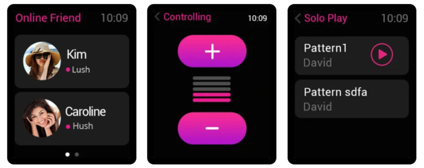 Lovense remote app screenshots of Apple Watch sex toy pairing.