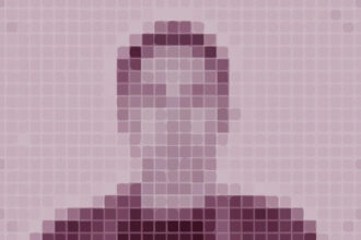 A pixelated image of a person's face.