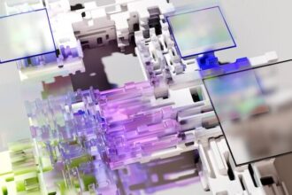 Decorative image: A complex structure, representative of data passing through a system as per an artifical neural network. Artist: Rose Pilkington.